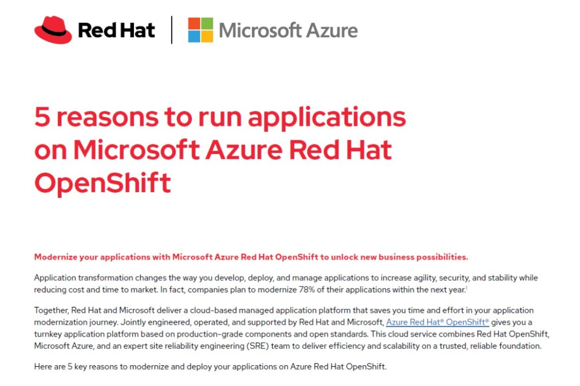 5 reasons to Run Applications on Microsoft Azure Red Hat OpenShift